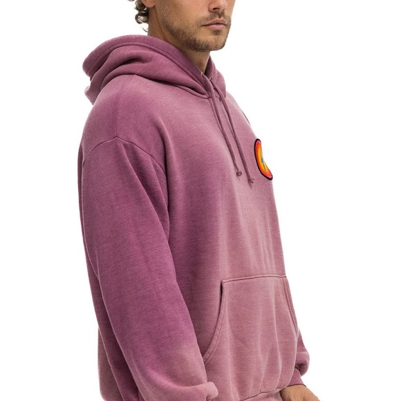 AVIATOR NATION $189 BOLT BULLSEYE PATCH PULLOVER RELAXED HOODIE - FADED BERRY - Picture 6 of 6